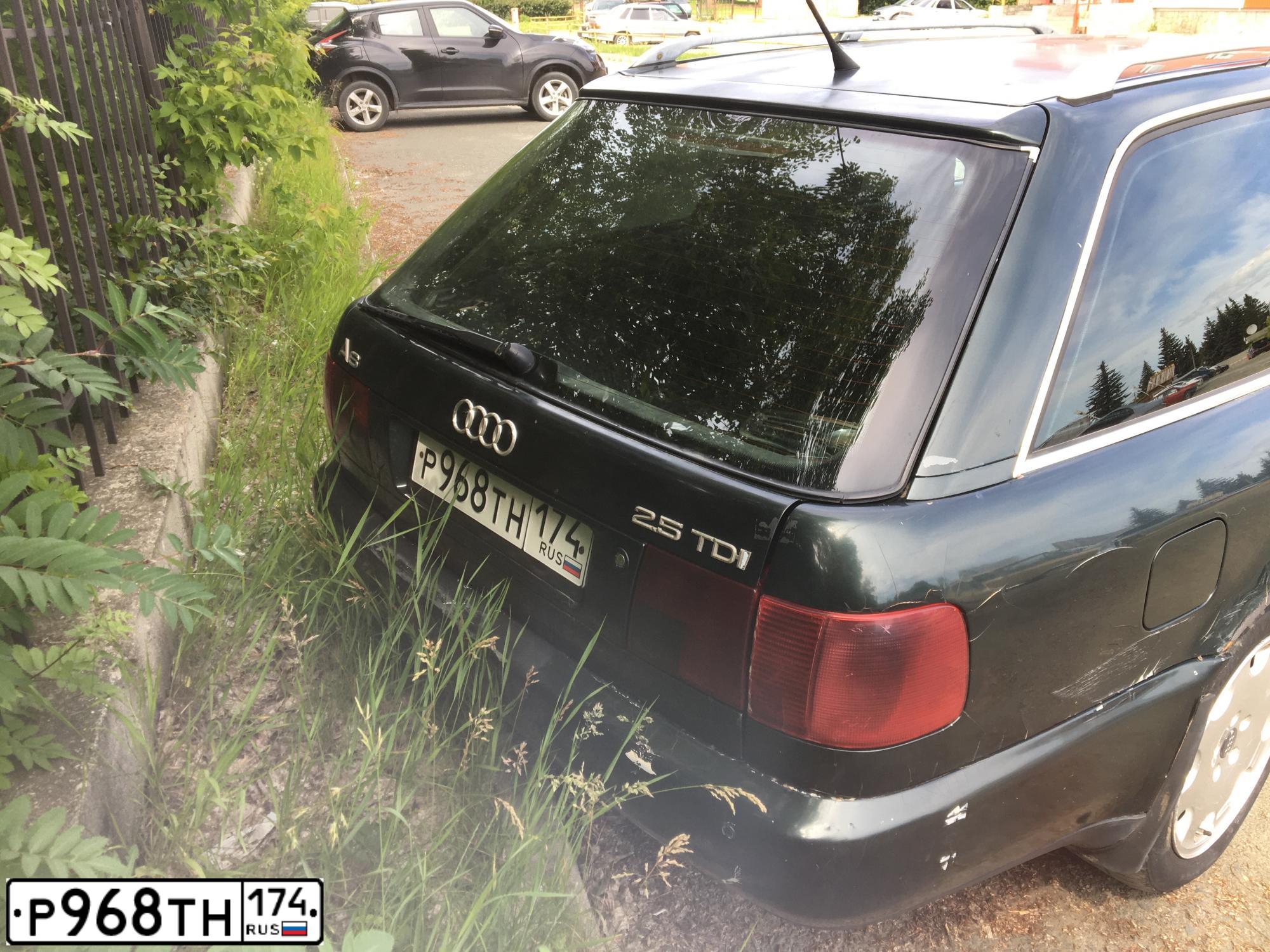 Фото автомобиля AUDI A6, 1995 — госномер Р968ТН174. Цвет: Темно-зеленый