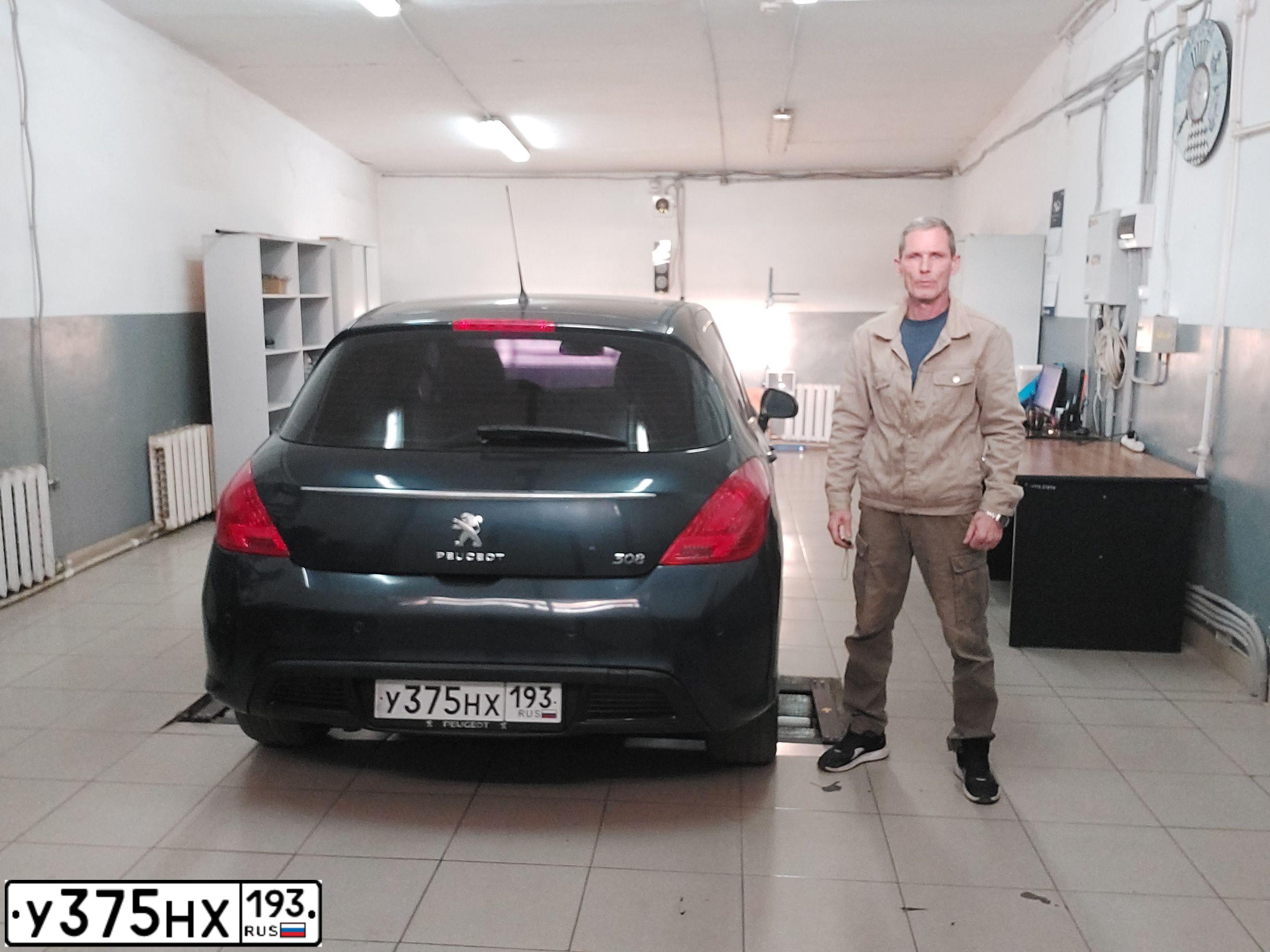 Фото автомобиля PEUGEOT 308, 2012 — госномер Р372ЕХ193. Цвет: Темно-синий