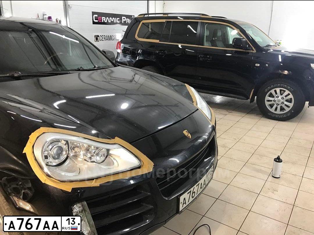 Фото автомобиля PORSCHE CAYENNE, 2008 — госномер А767АА13. Цвет: ЧЕРНЫЙ