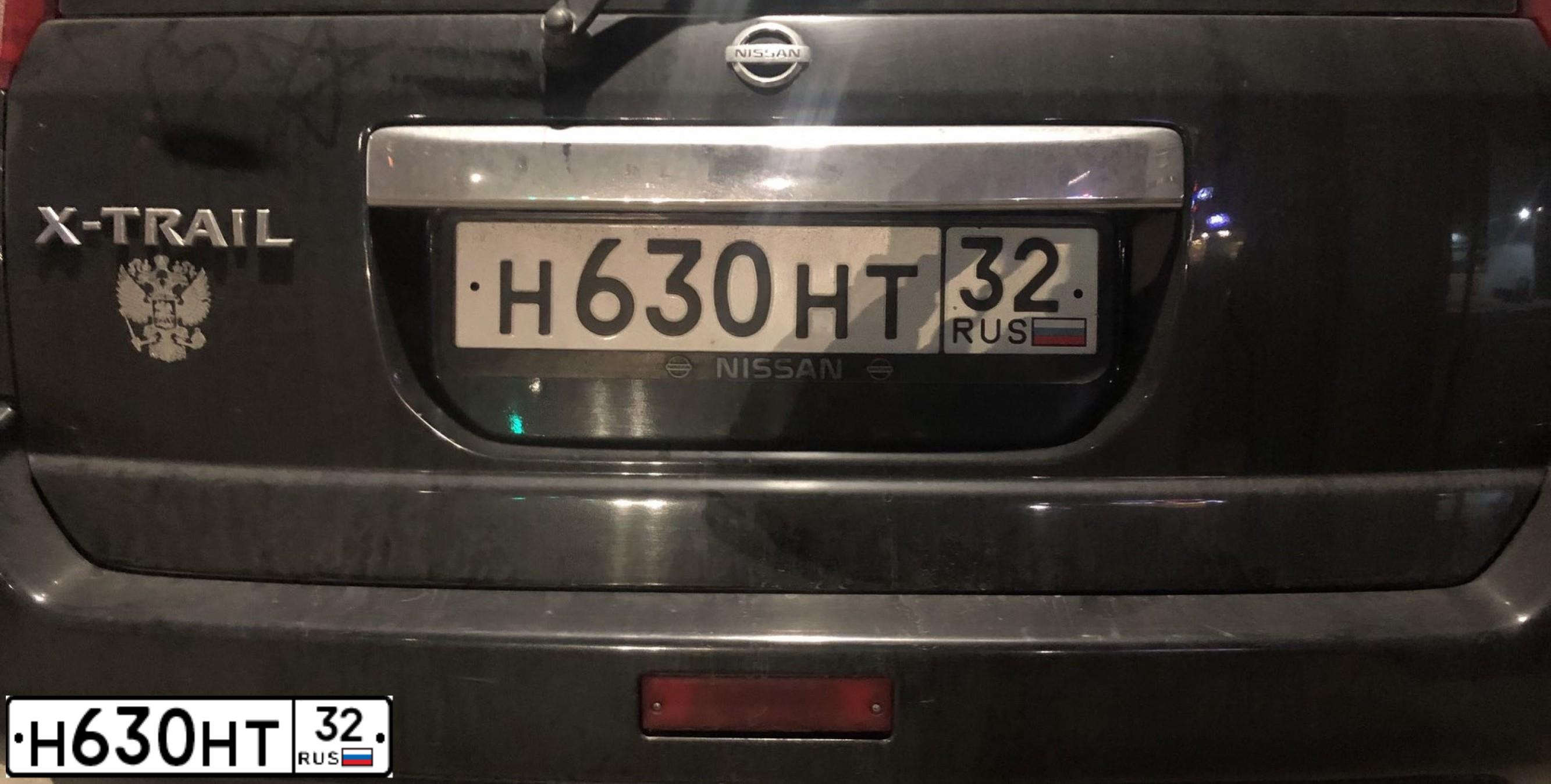Фото автомобиля NISSAN X-TRAIL, 2005 — госномер Н630НТ32. Цвет: ЧЕРНЫЙ