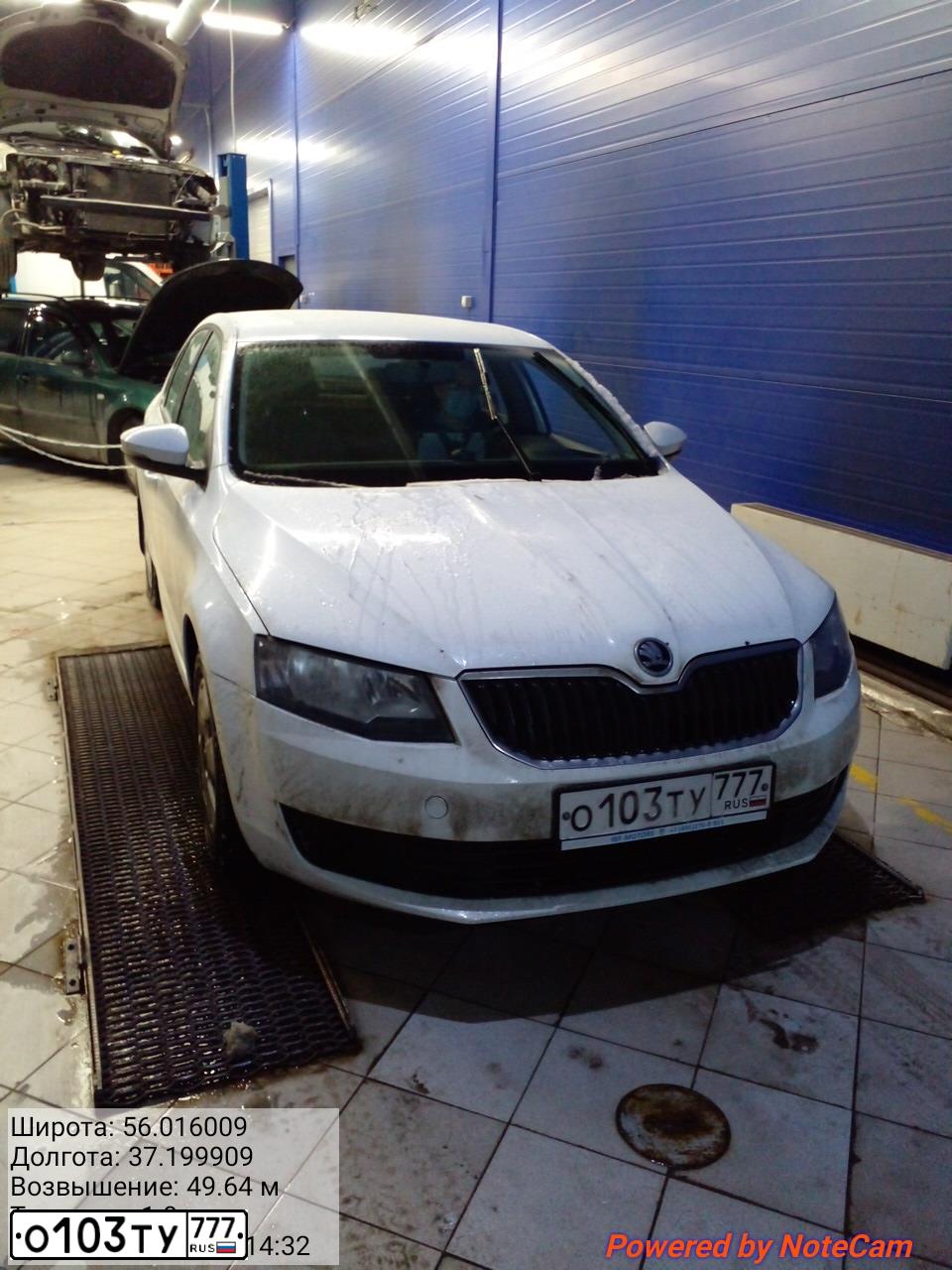 Фото автомобиля SKODA OCTAVIA, 2016 — госномер О103ТУ777. Цвет: БЕЛЫЙ