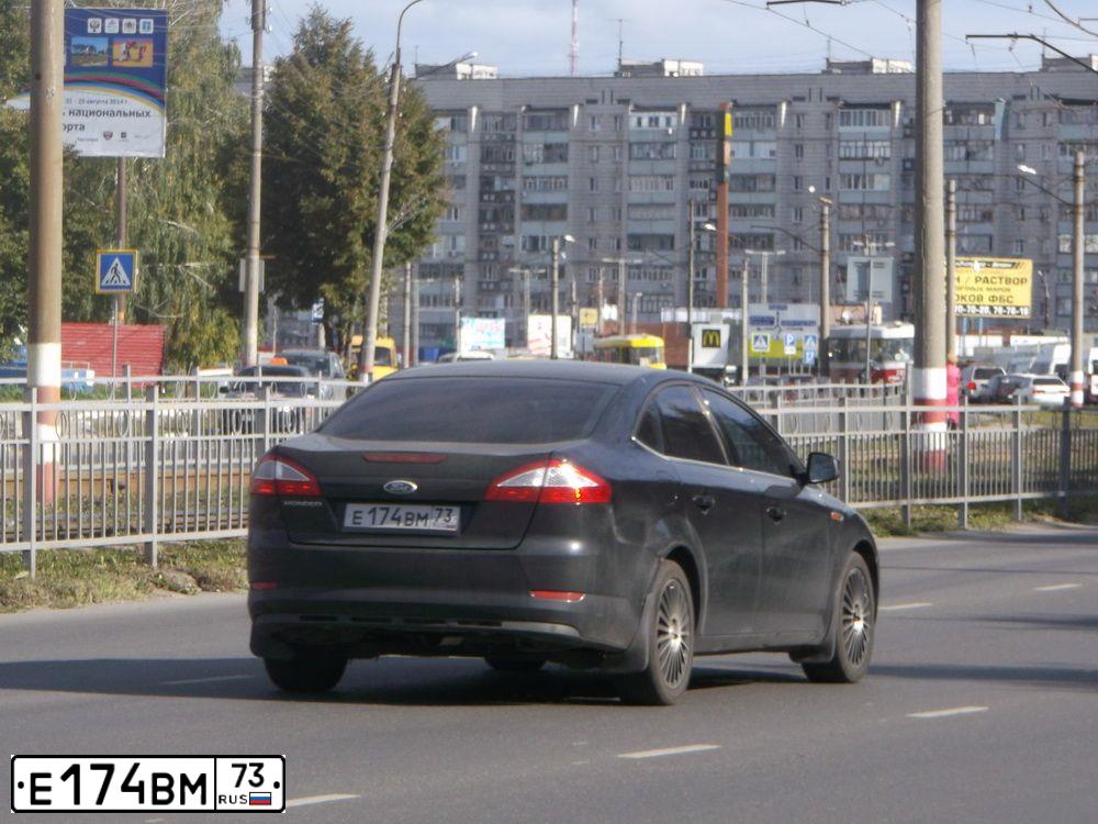 Фото автомобиля FORD MONDEO, 2008 — госномер Е174ВМ73. Цвет: ЧЕРНЫЙ