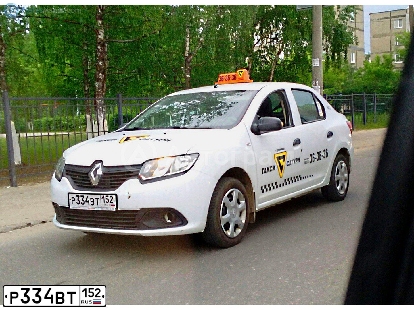 Фото автомобиля RENAULT LOGAN, 2018 — госномер Р334ВТ152. Цвет: Белый