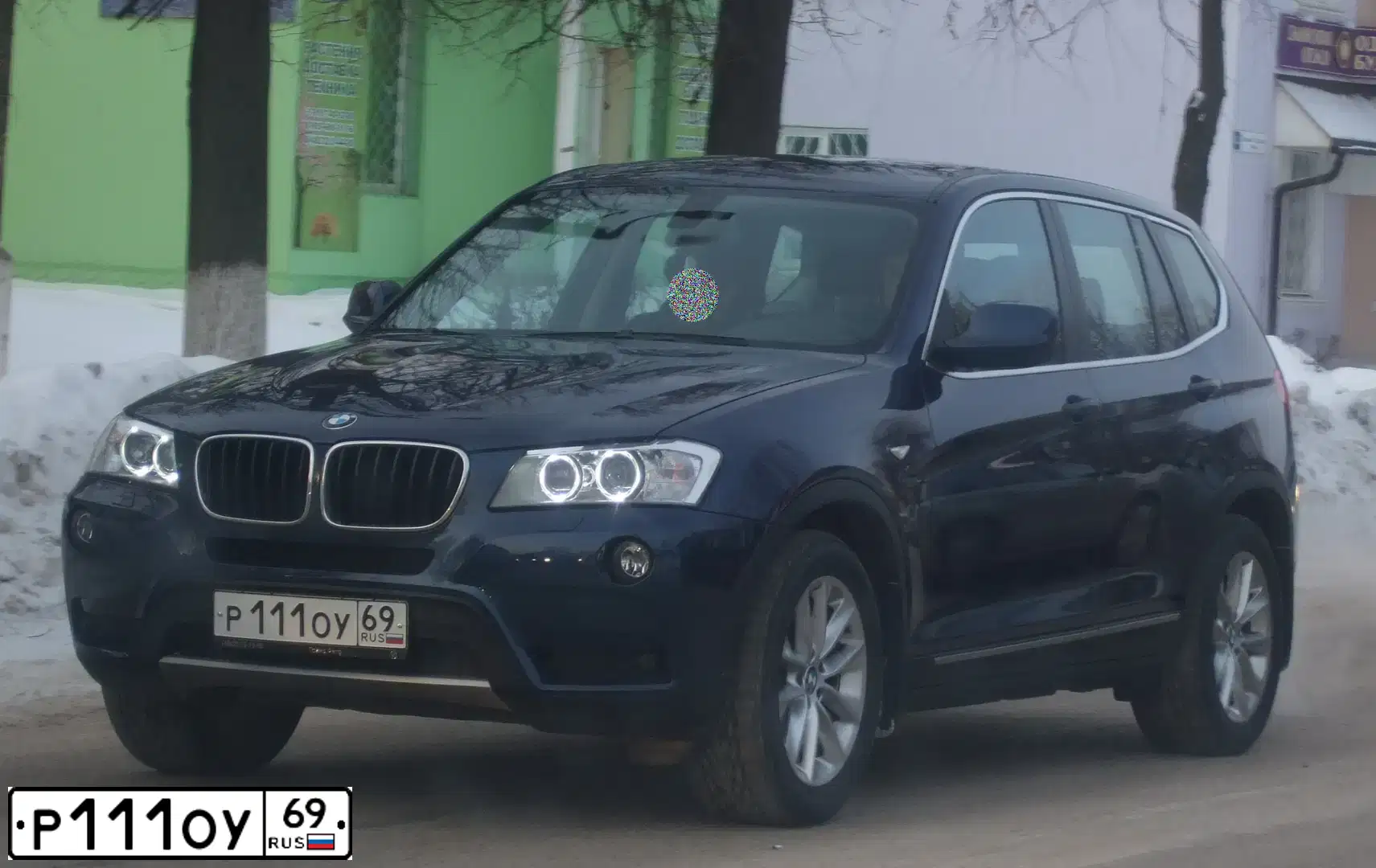 Фото автомобиля BMW X3 ХDRIVЕ 20I, 2012 — госномер Р111ОУ69. Цвет: синий