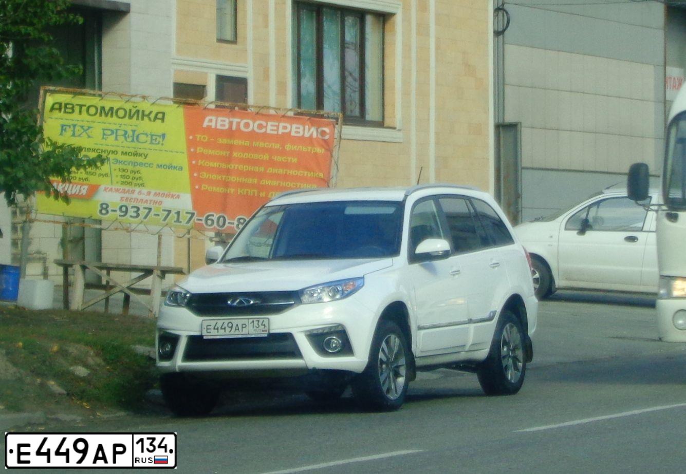 Фото автомобиля CHERY TIGGO, 2017 — госномер Е449АР134. Цвет: Белый