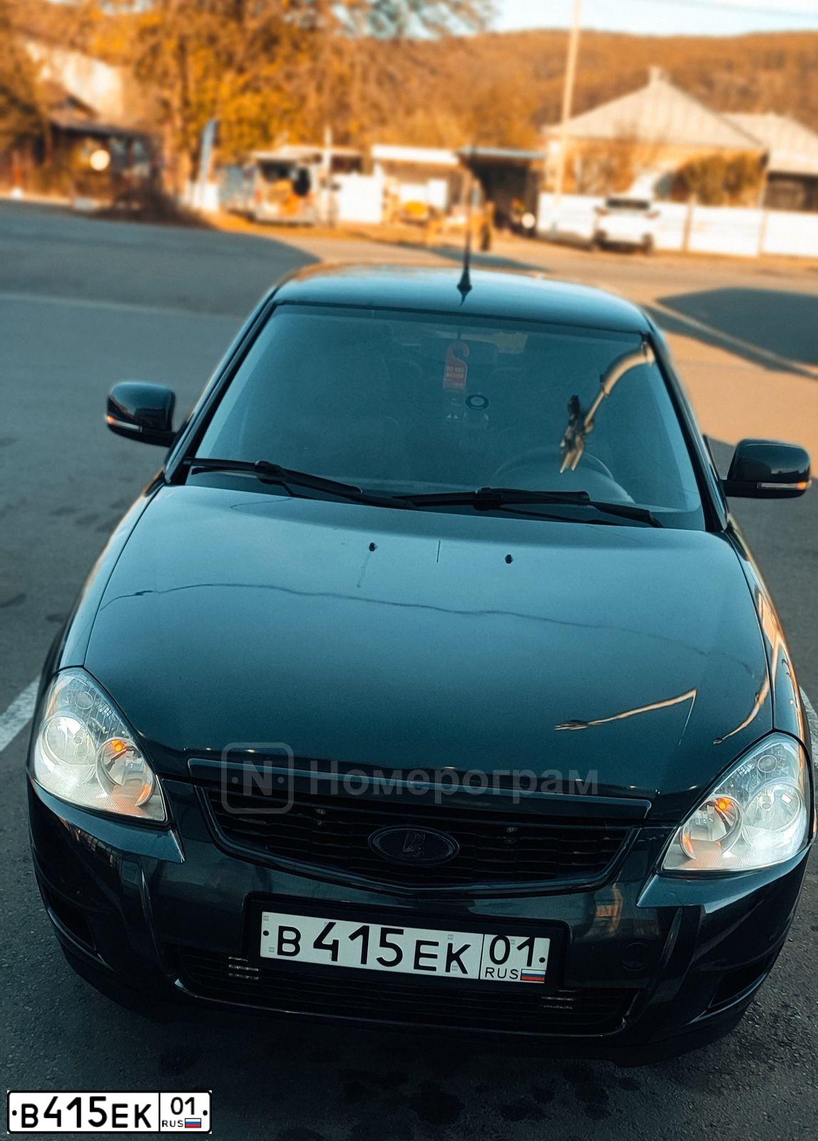 Фото автомобиля LADA 2170 PRIORA, 2007 — госномер В415ЕК01. Цвет: ЧЕРНЫЙ