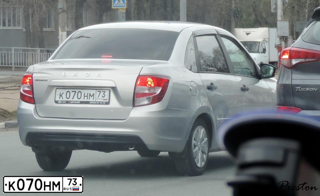 Фото автомобиля LADA GRANTA, 2018 — госномер Н813РТ73. Цвет: СЕРЕБРИСТЫЙ