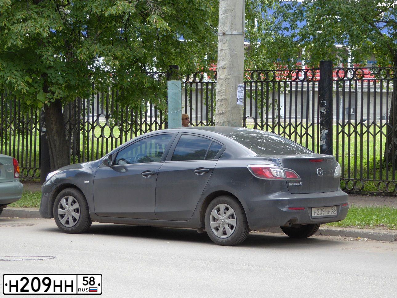 Фото автомобиля MAZDA 3, 2012 — госномер В058КР58. Цвет: ЧЕРНЫЙ