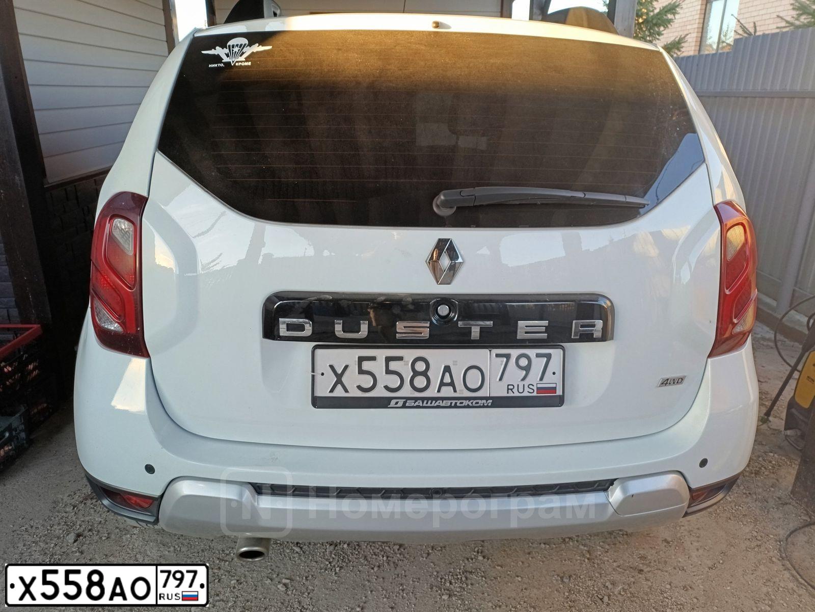 Фото автомобиля RENAULT DUSTER, 2020 — госномер Х558АО797. Цвет: Белый