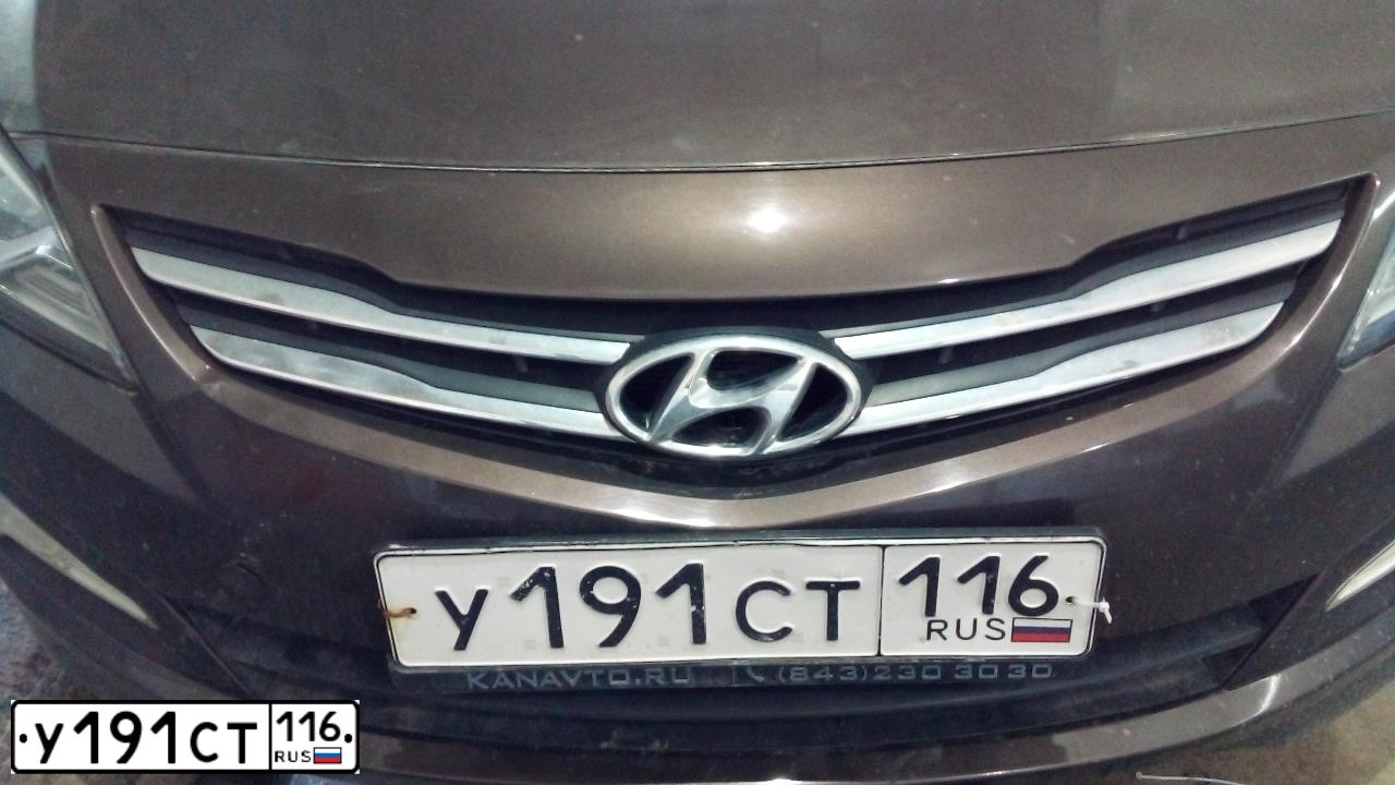 Фото автомобиля HYUNDAI SOLARIS, 2015 — госномер У191СТ116. Цвет: КОРИЧНЕВЫЙ