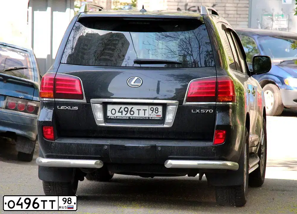 Фото автомобиля LEXUS LX, 2008 — госномер О496ТТ98. Цвет: ЧЕРНЫЙ