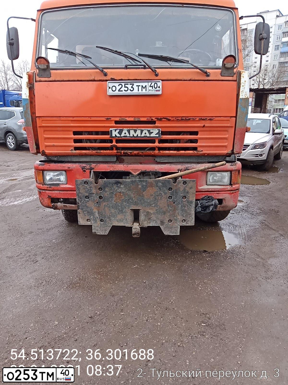Фото автомобиля КАМАЗ 6520, 2008 — госномер О253ТМ40. Цвет: ОРАНЖЕВЫЙ