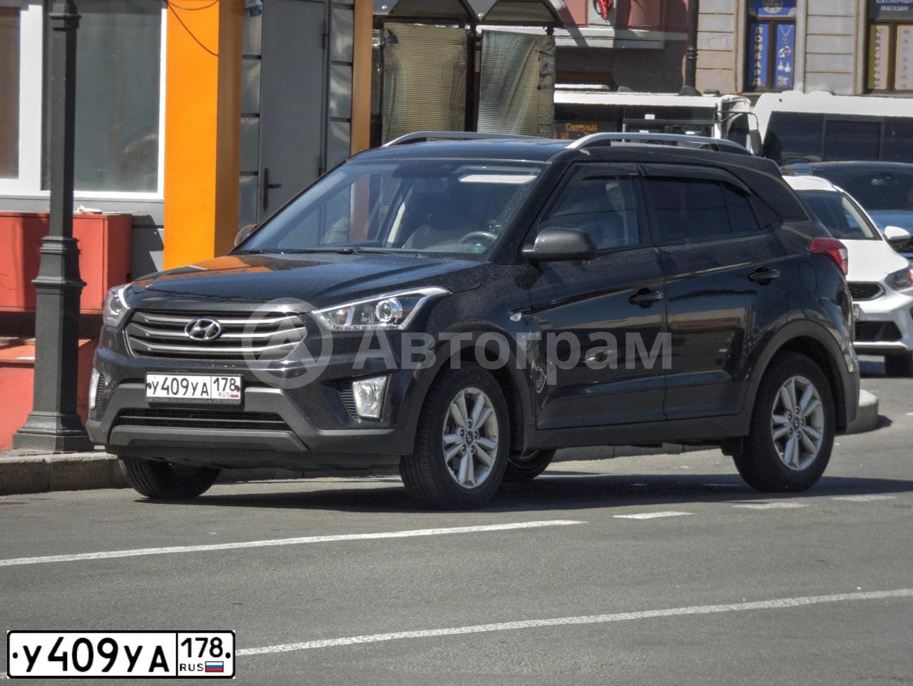 Фото автомобиля HYUNDAI CRETA, 2017 — госномер У409УА178. Цвет: ЧЕРНЫЙ