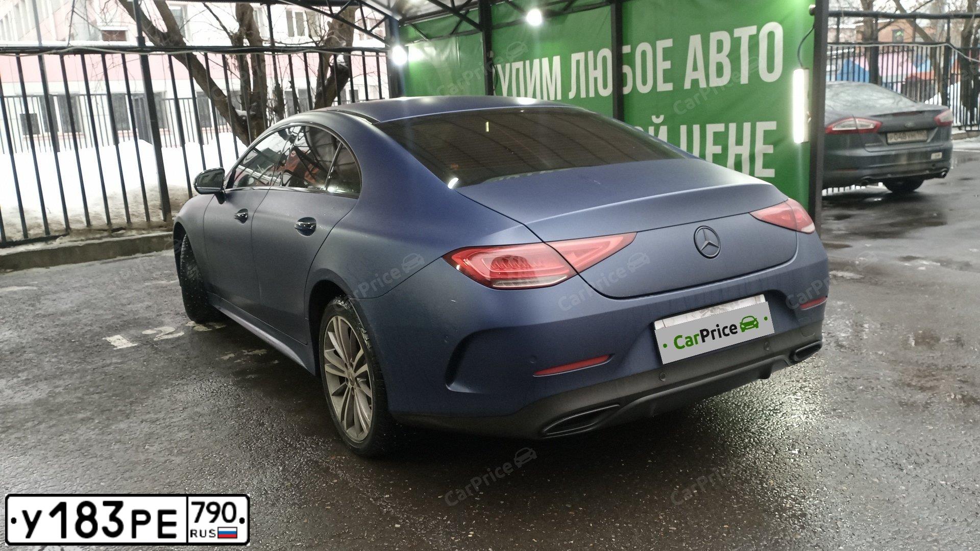 Фото автомобиля MERCEDES CLS-KLASSE, 2018 — госномер У183РЕ790. Цвет: синий