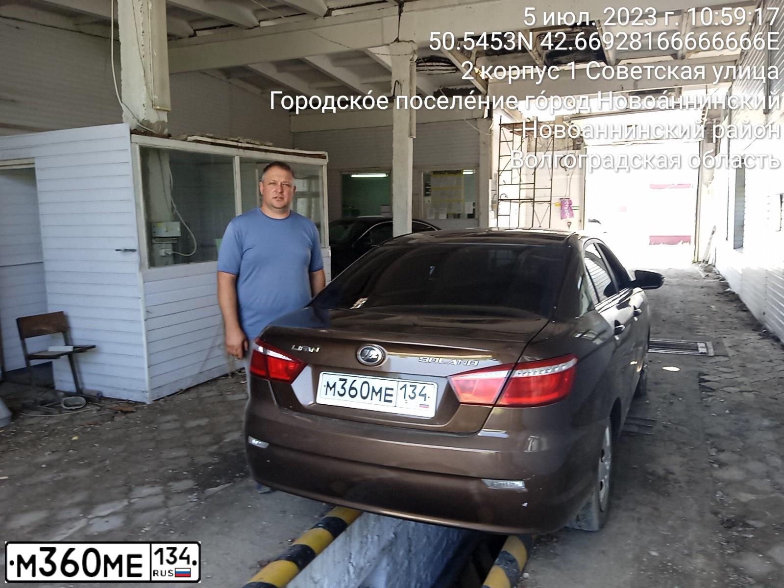Фото автомобиля LIFAN SOLANO, 2018 — госномер М360МЕ134. Цвет: Коричневый