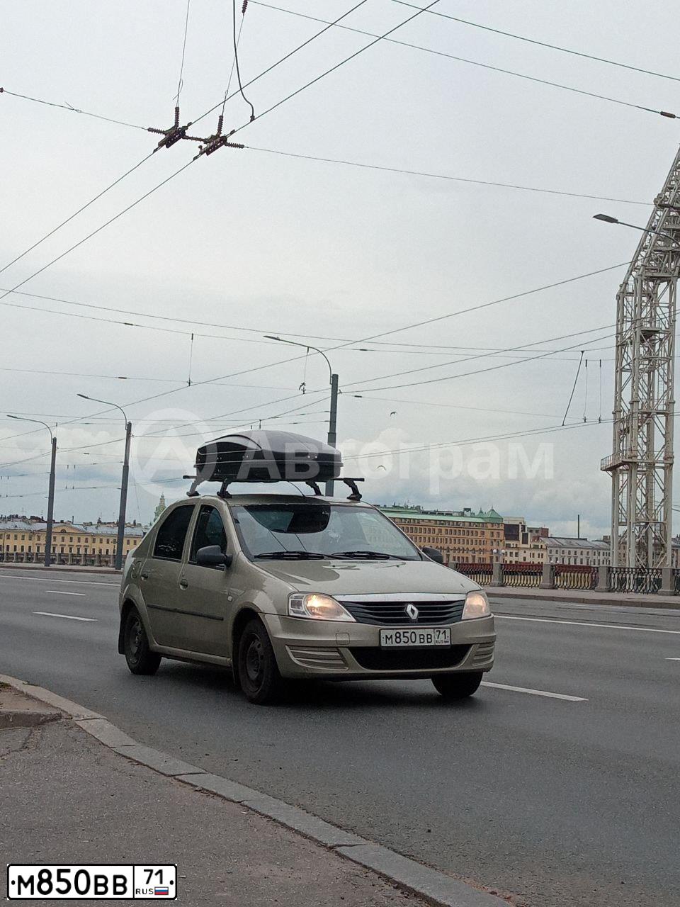 Фото автомобиля RENAULT LOGAN, 2011 — госномер М850ВВ71. Цвет: БЕЖЕВЫЙ