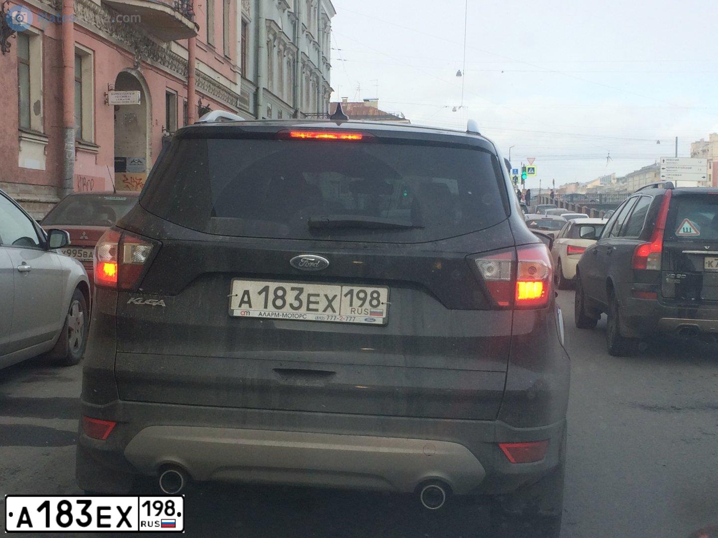 Фото автомобиля FORD KUGA, 2018 — госномер А183ЕХ198. Цвет: ЧЕРНЫЙ