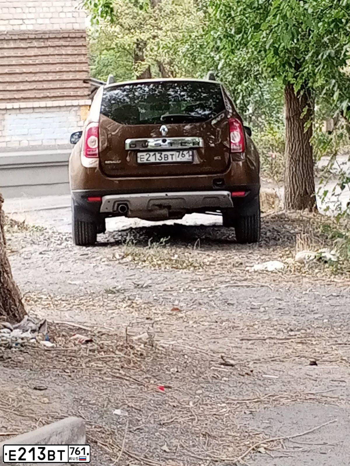 Фото автомобиля RENAULT DUSTER, 2012 — госномер Е213ВТ761. Цвет: Коричневый