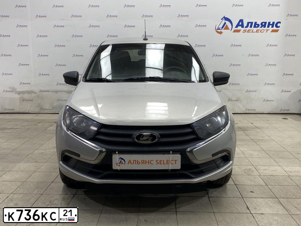 Фото автомобиля LADA 2190 GRANTA, 2019 — госномер К736КС21. Цвет: Серебристый