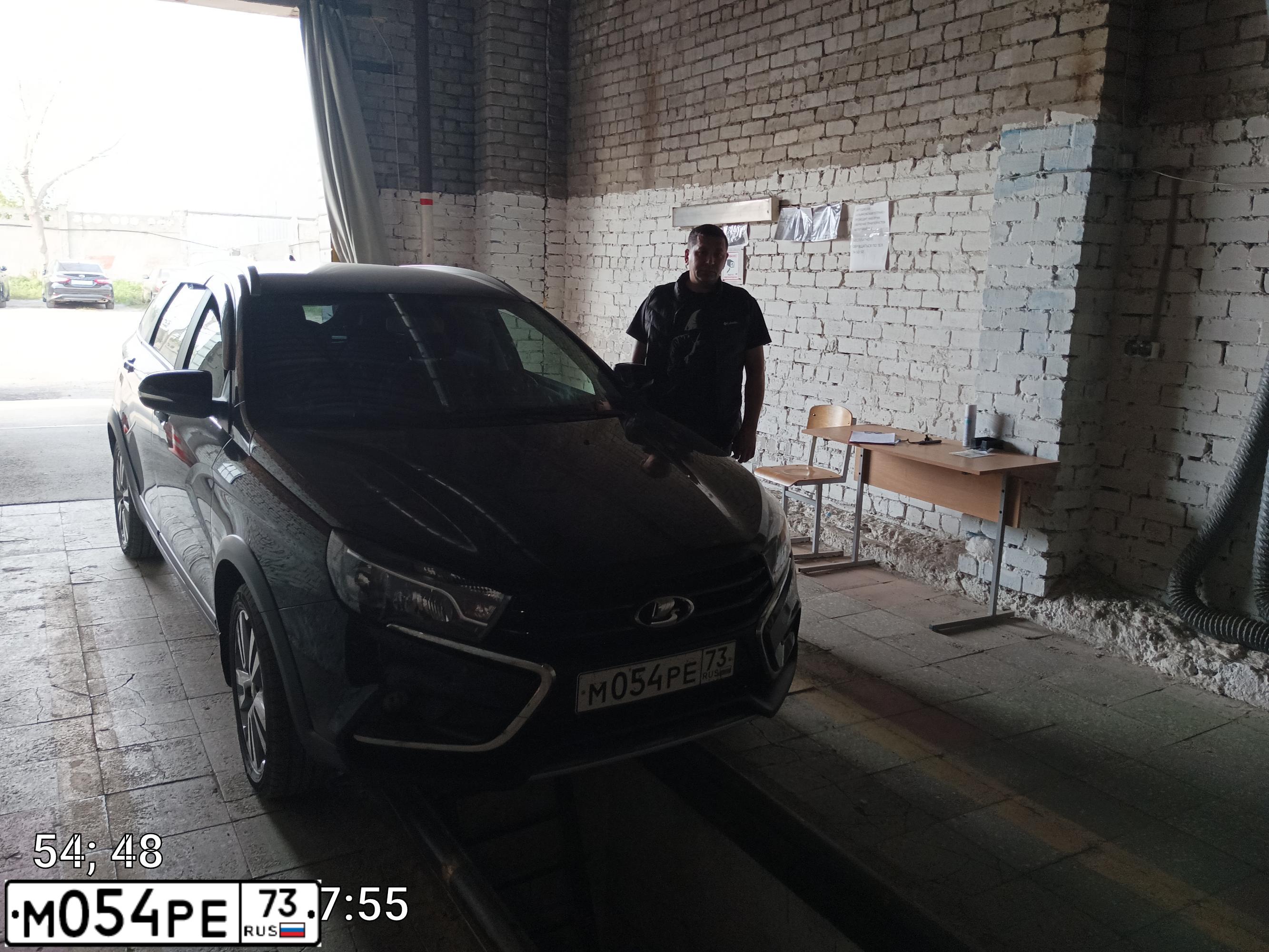 Фото автомобиля LADA VESTA, 2020 — госномер М054РЕ73. Цвет: ЧЕРНЫЙ