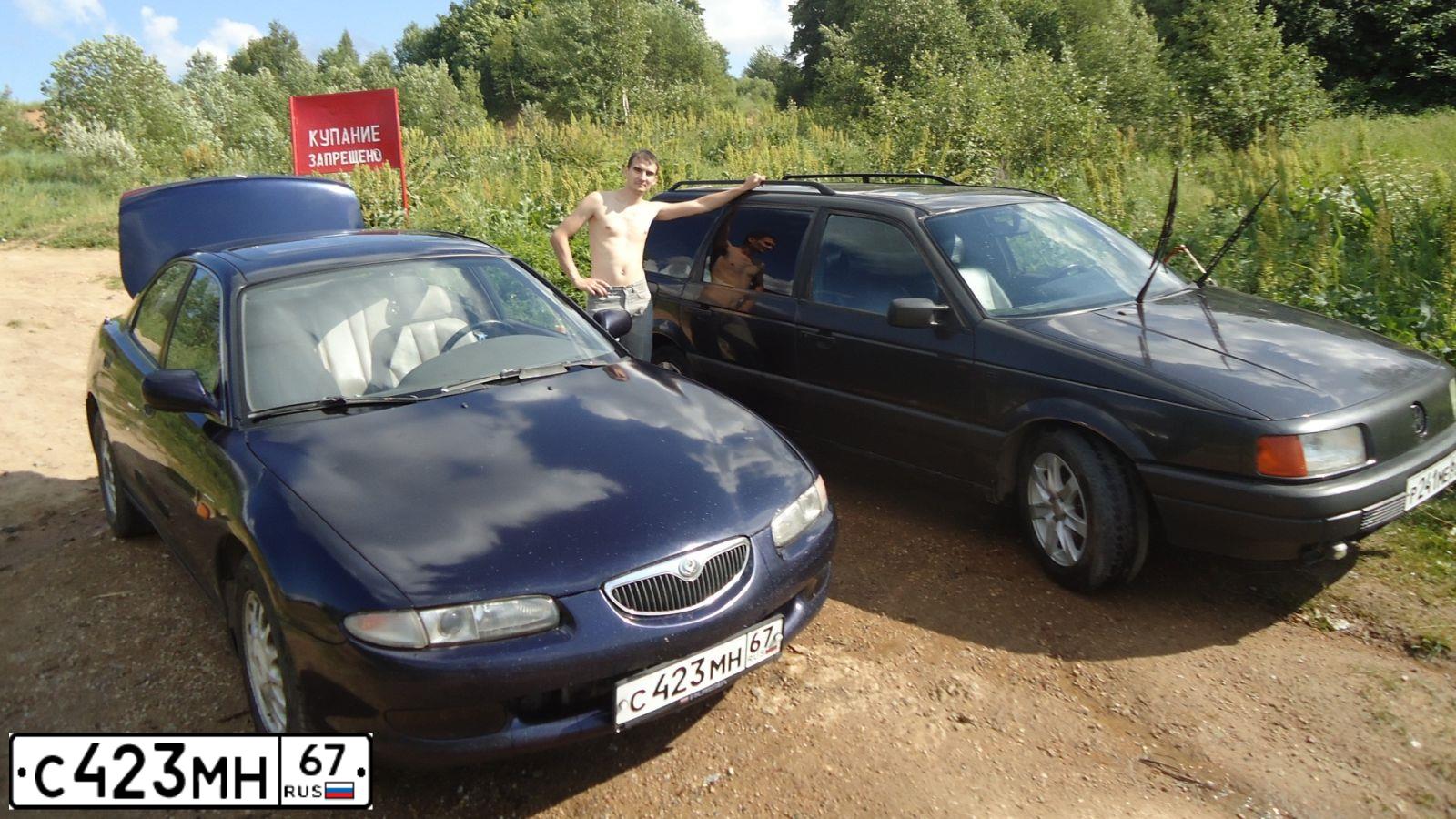 Фото автомобиля MAZDA XEDOS 6 / XEDOS 9, 1996 — госномер С423МН67. Цвет: голубой