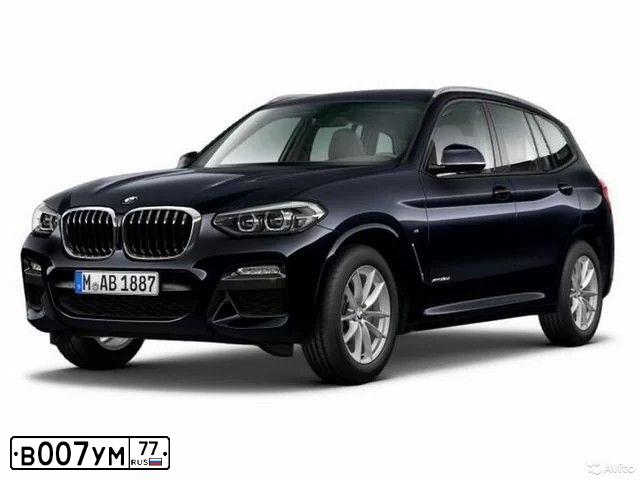 Фото автомобиля BMW X3, 2019 — госномер В007УМ77. Цвет: ЧЕРНЫЙ
