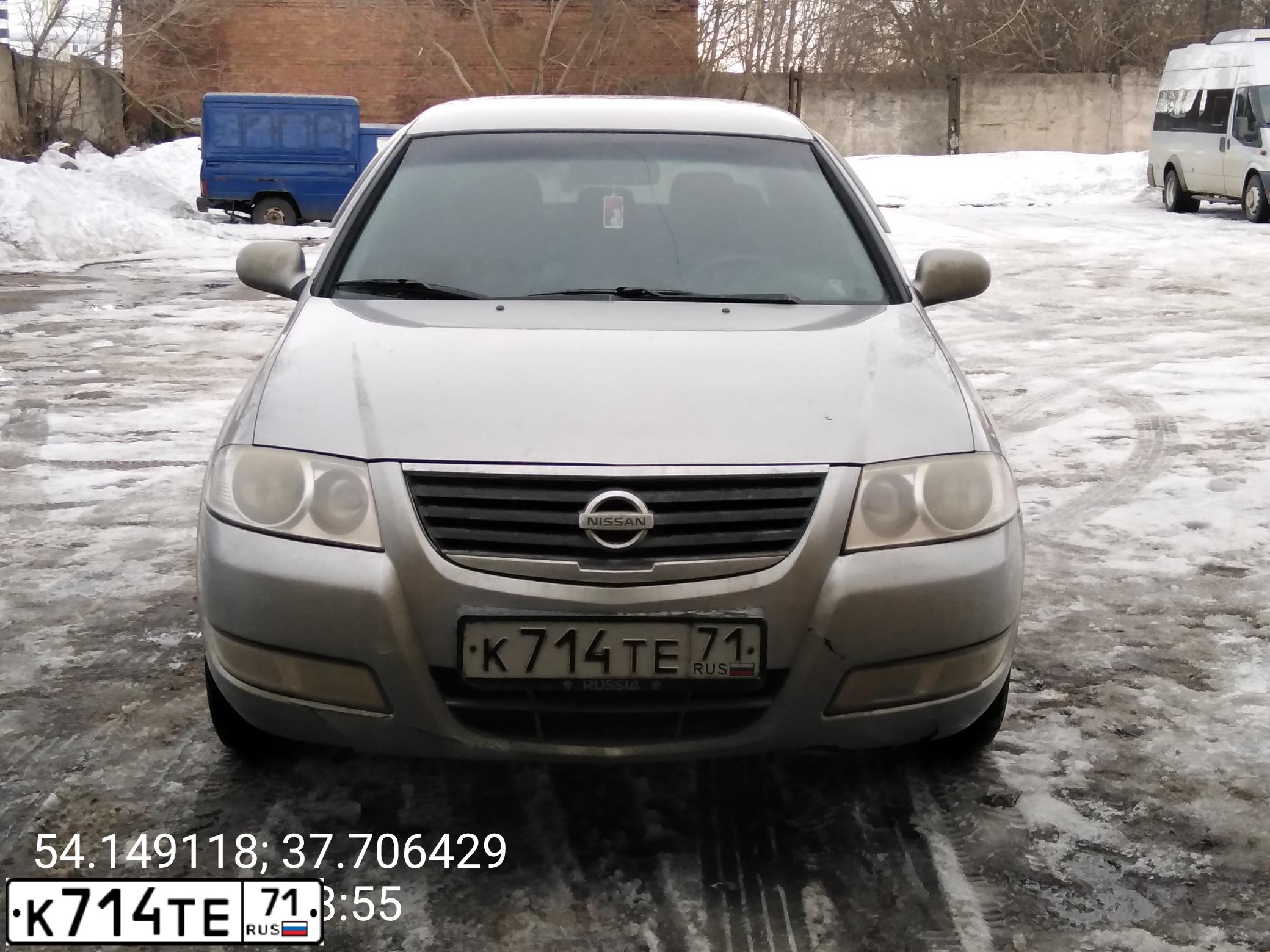 Фото автомобиля NISSAN ALMERA, 2008 — госномер К714ТЕ71. Цвет: серебристый