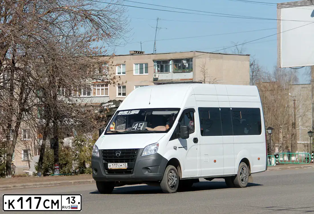 Фото автомобиля GAZ Z GAZEL NEXT, 2017 — госномер К117СМ13. Цвет: БЕЛЫЙ