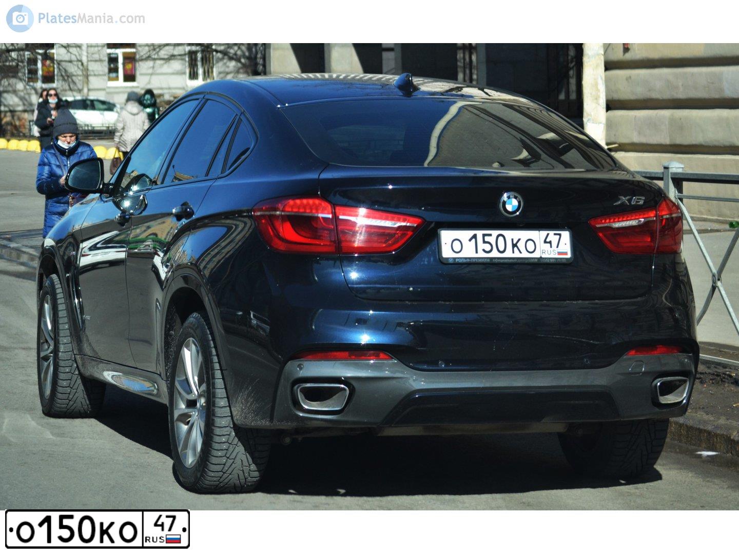 Фото автомобиля BMW X6, 2019 — госномер О150КО47. Цвет: ЧЕРНЫЙ