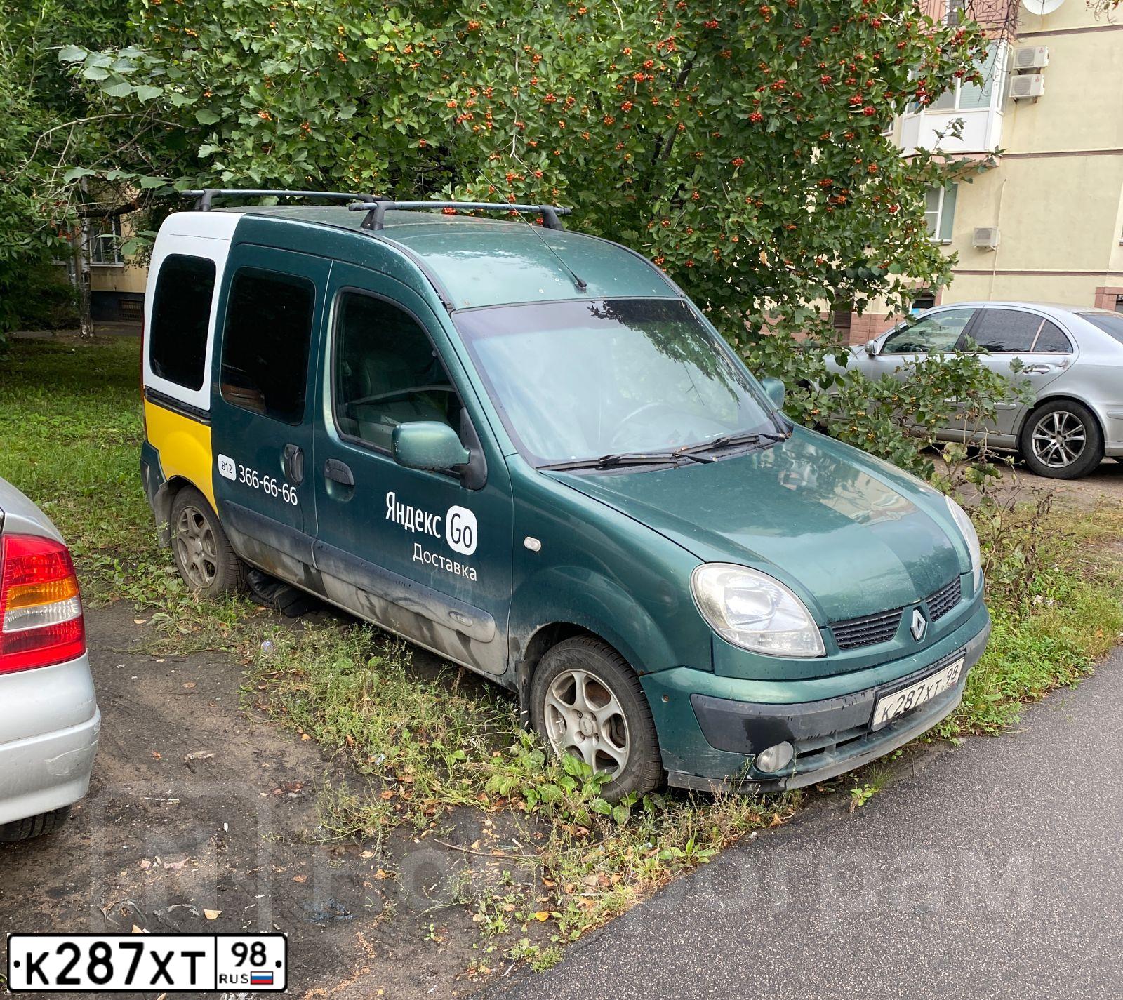 Фото автомобиля RENAULT KANGOO, 2006 — госномер К287ХТ98. Цвет: ЗЕЛЕНЫЙ