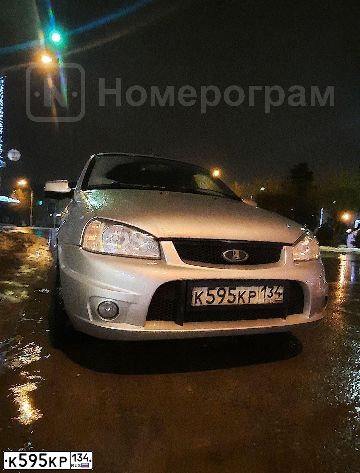 Фото автомобиля LADA 1119 KALINA, 2012 — госномер К595КР134. Цвет: Серебристый