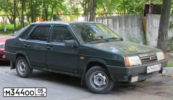 Фото автомобиля LADA 2109 SAMARA, 2004 — госномер М344ОО05. Цвет: Темно-зеленый