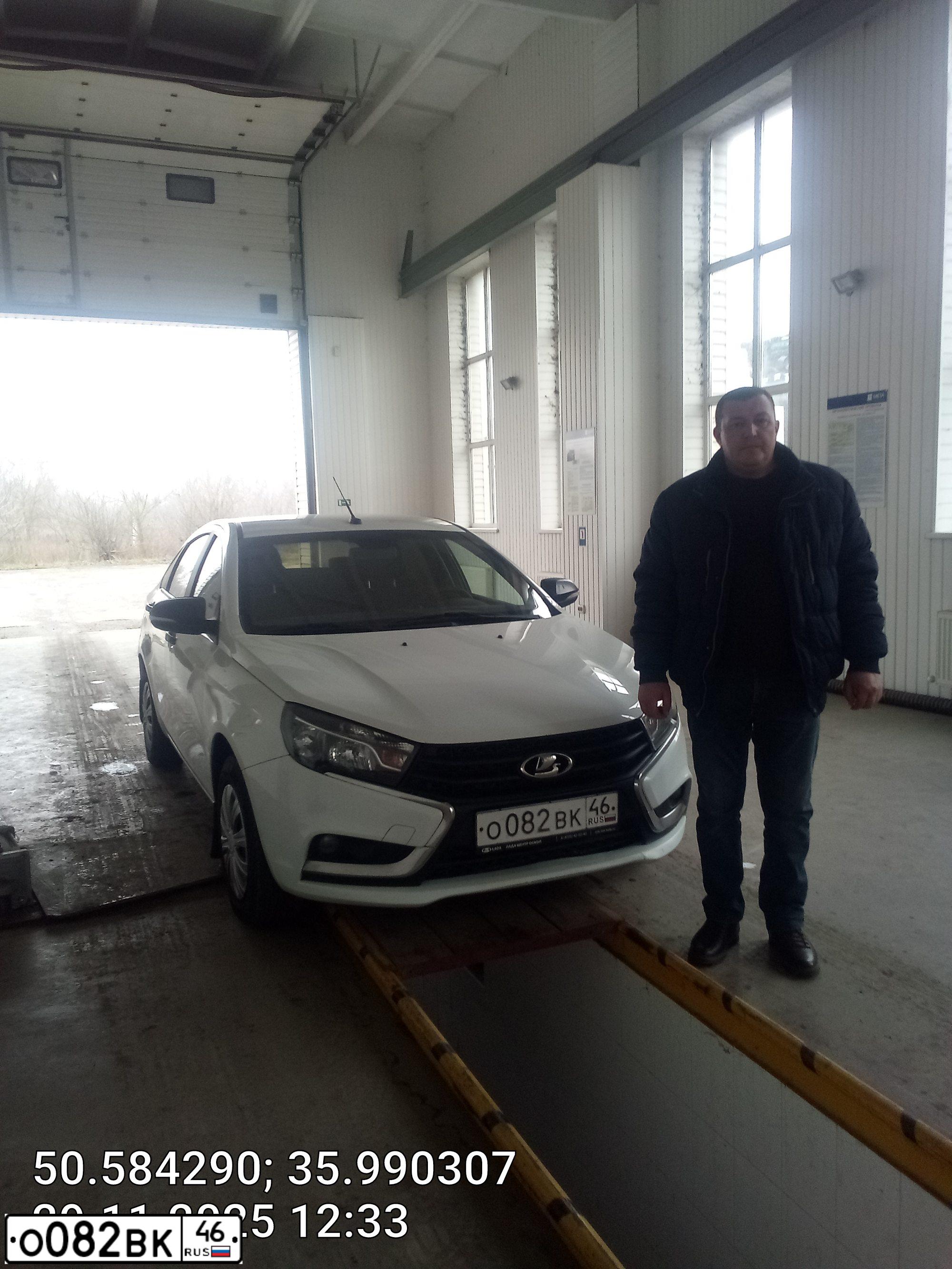 Фото автомобиля LADA VESTA, 2019 — госномер У059ТМ31. Цвет: Белый