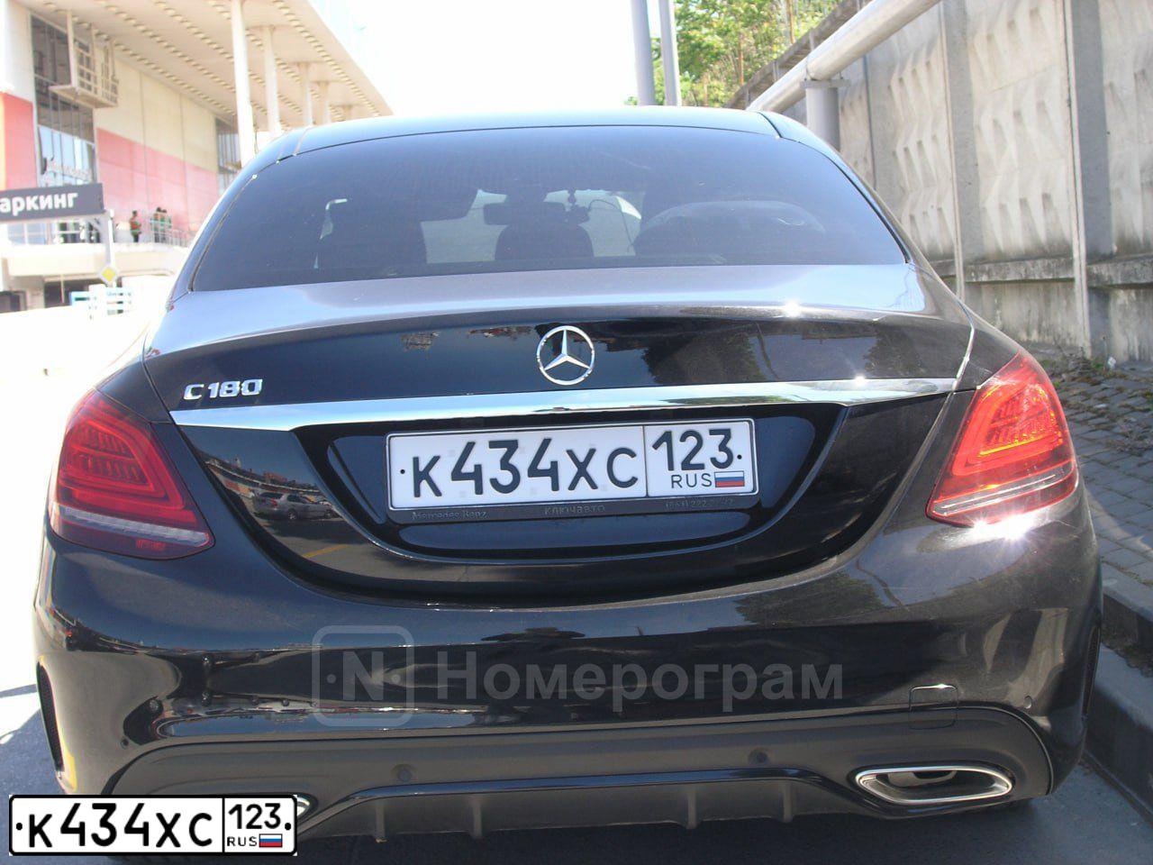 Фото автомобиля MERCEDES C-KLASSE, 2019 — госномер К434ХС123. Цвет: ЧЕРНЫЙ