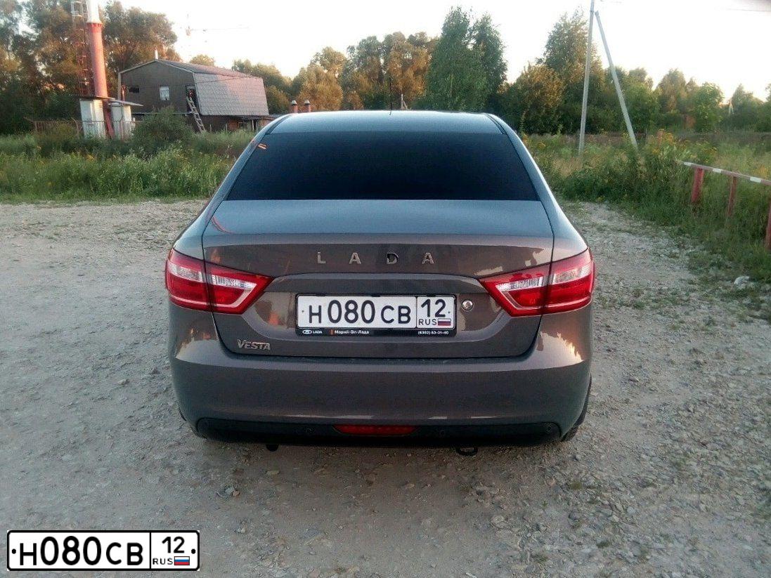 Фото автомобиля LADA VESTA, 2017 — госномер Н080СВ12. Цвет: СЕРО - ГОЛУБОЙ