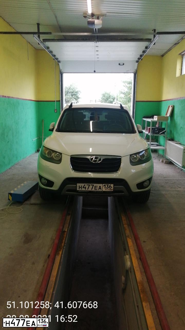 Фото автомобиля HYUNDAI SANTA FE, 2011 — госномер Н477ЕА136. Цвет: Белый
