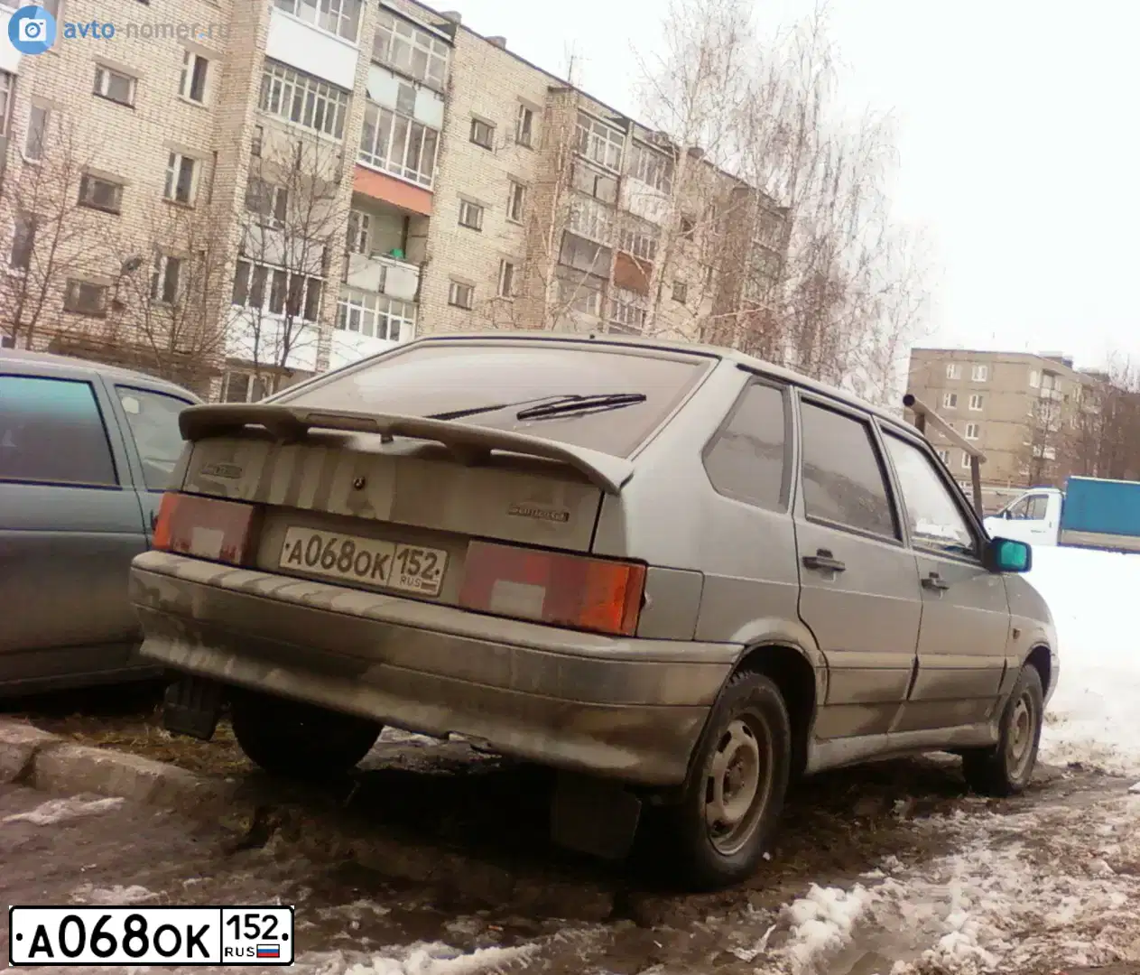 Фото автомобиля LADA 2114 SAMARA, 2007 — госномер А068ОК152. Цвет: СЕРО-ЗЕЛЕНЫЙ