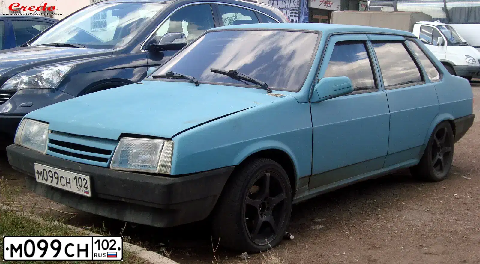Фото автомобиля LADA 2109 SAMARA, 1992 — госномер М099СН102. Цвет: серебристо голубой