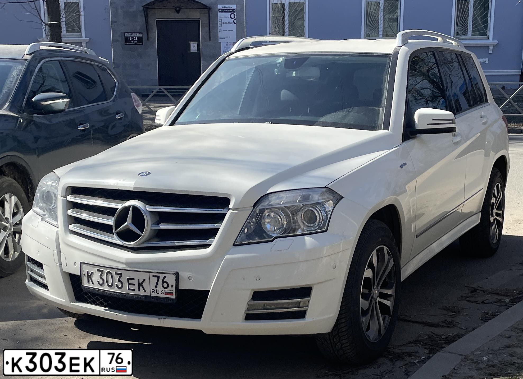 Фото автомобиля MERCEDES GLK-KLASSE, 2011 — госномер В187ЕС76. Цвет: Белый
