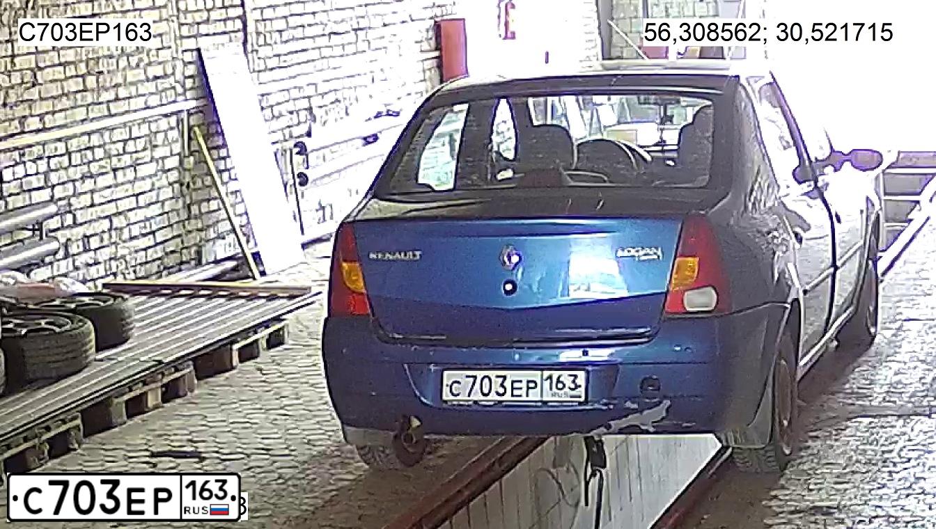 Фото автомобиля RENAULT LOGAN, 2007 — госномер К032АС53. Цвет: СЕРЕБРИСТО-СИНИЙ