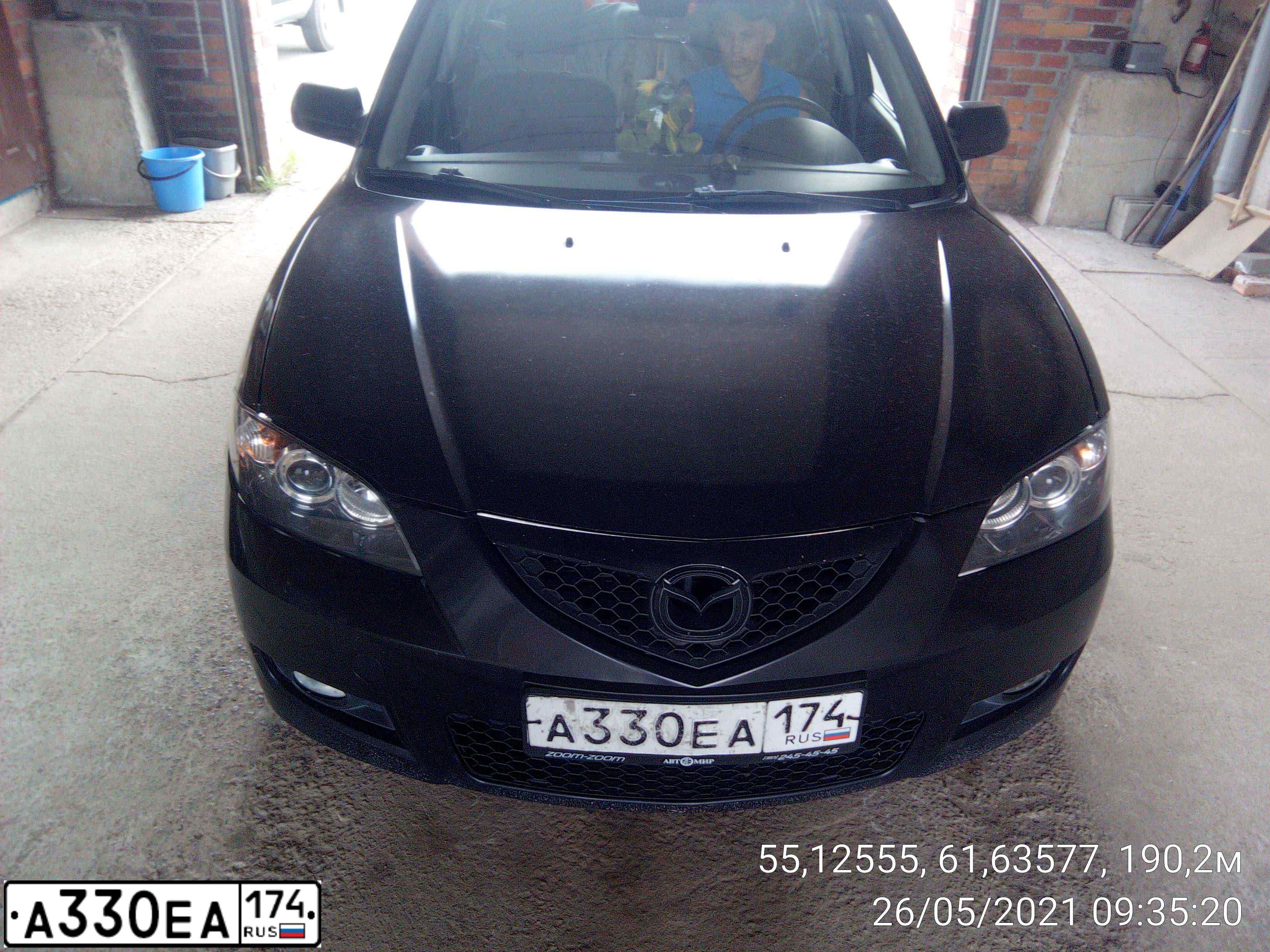 Фото автомобиля MAZDA 3, 2008 — госномер А330ЕА174. Цвет: ЧЕРНЫЙ