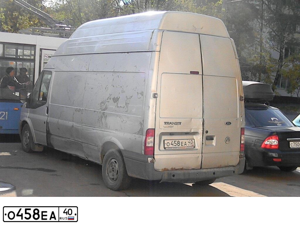 Фото автомобиля FORD TRANSIT, 2007 — госномер О458ЕА40. Цвет: СЕРЕБРИСТЫЙ