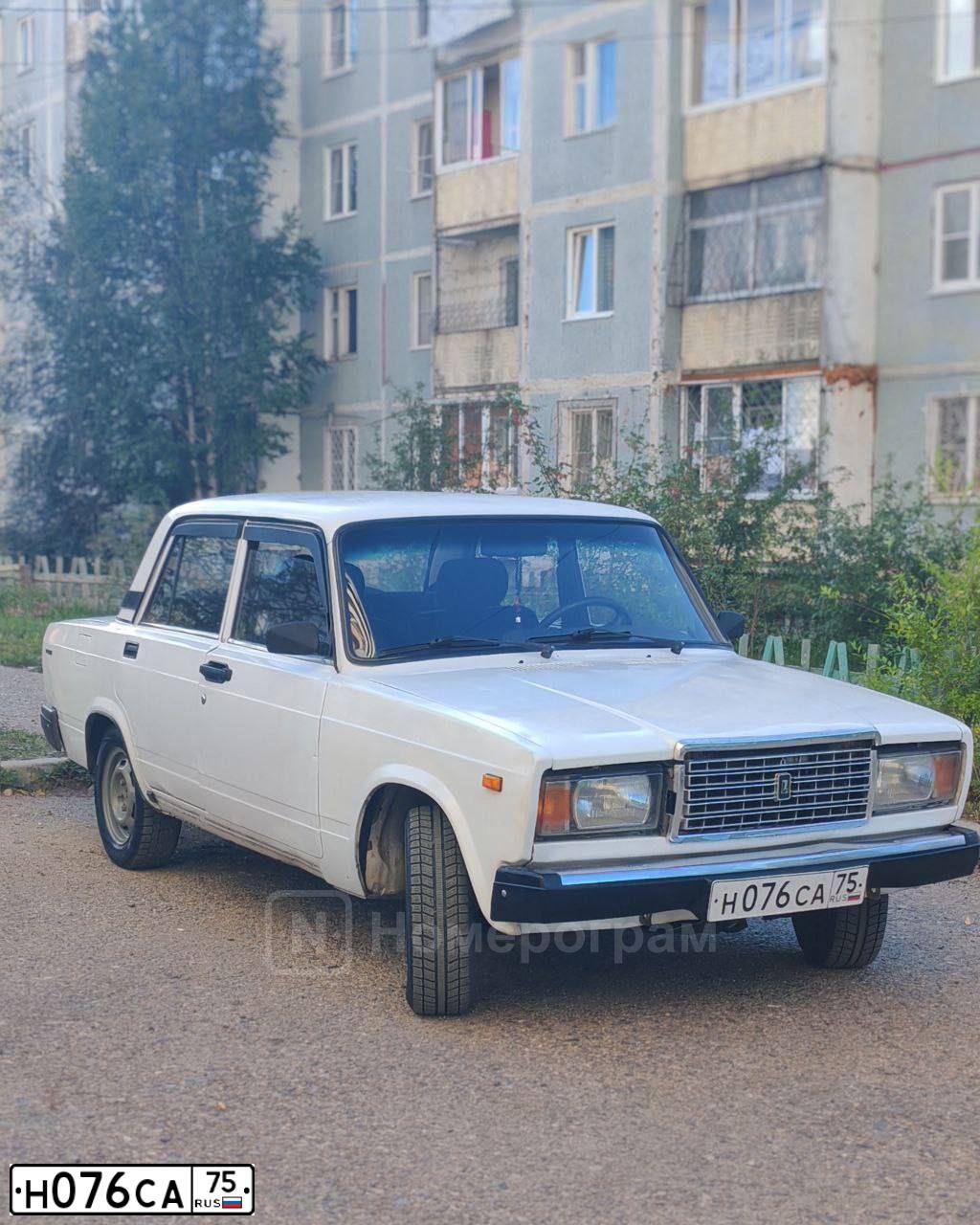 Фото автомобиля LADA 2107, 2005 — госномер Н076СА75. Цвет: ЯРКО-БЕЛЫЙ