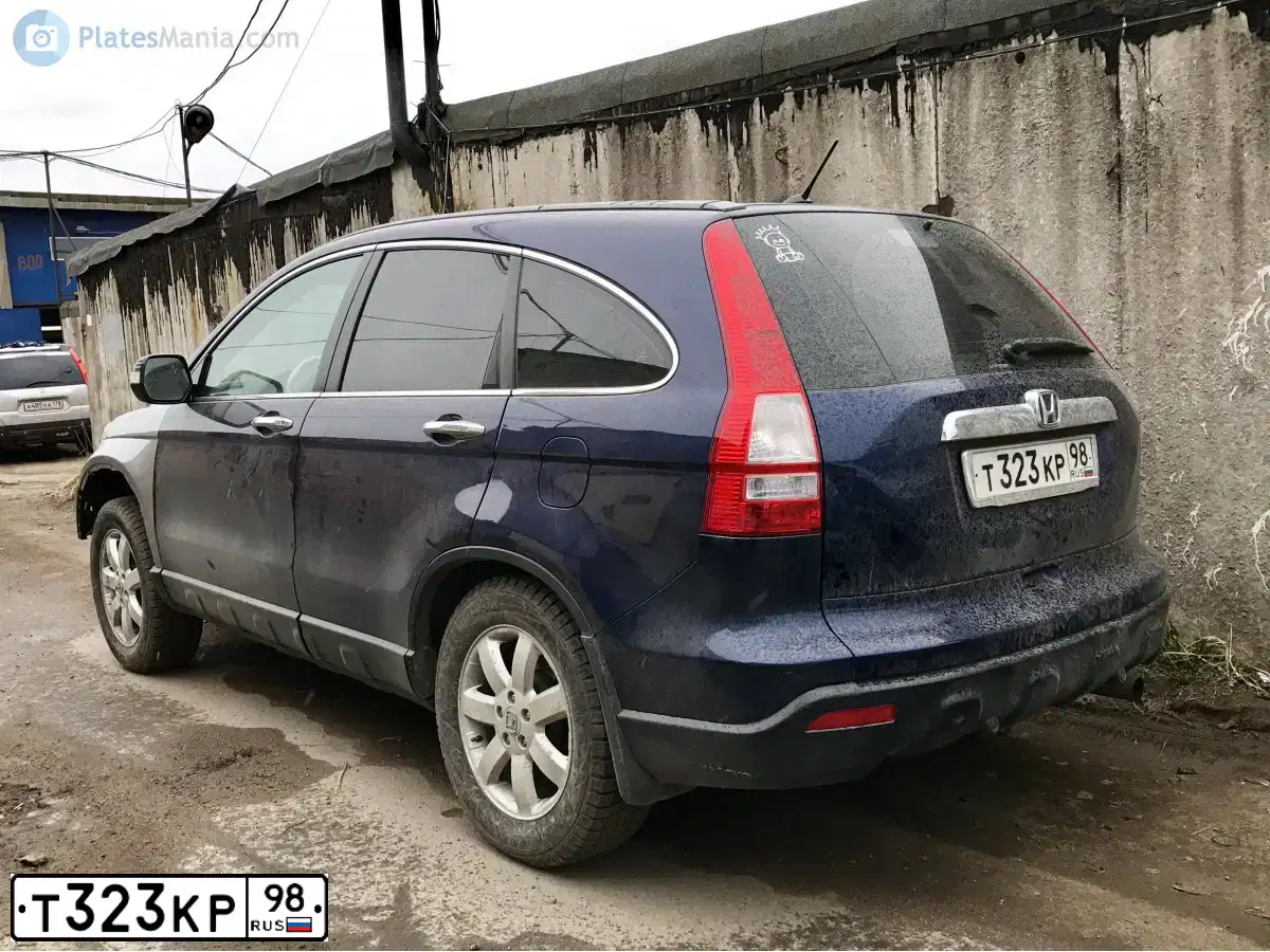 Фото автомобиля HONDA CR-V, 2008 — госномер Т323КР98. Цвет: ТЕМНО-СИНИЙ
