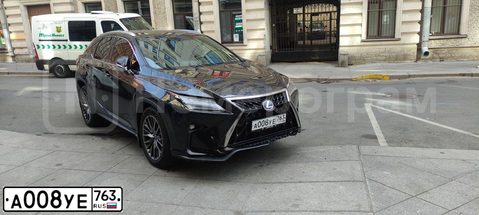 Фото автомобиля LEXUS RX, 2019 — госномер А008УЕ763. Цвет: ЧЕРНЫЙ