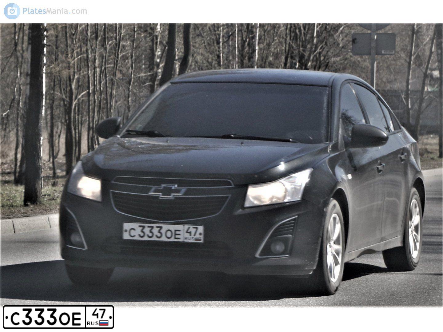 Фото автомобиля CHEVROLET CRUZE, 2012 — госномер С333ОЕ47. Цвет: ЧЕРНЫЙ МЕТАЛЛИК