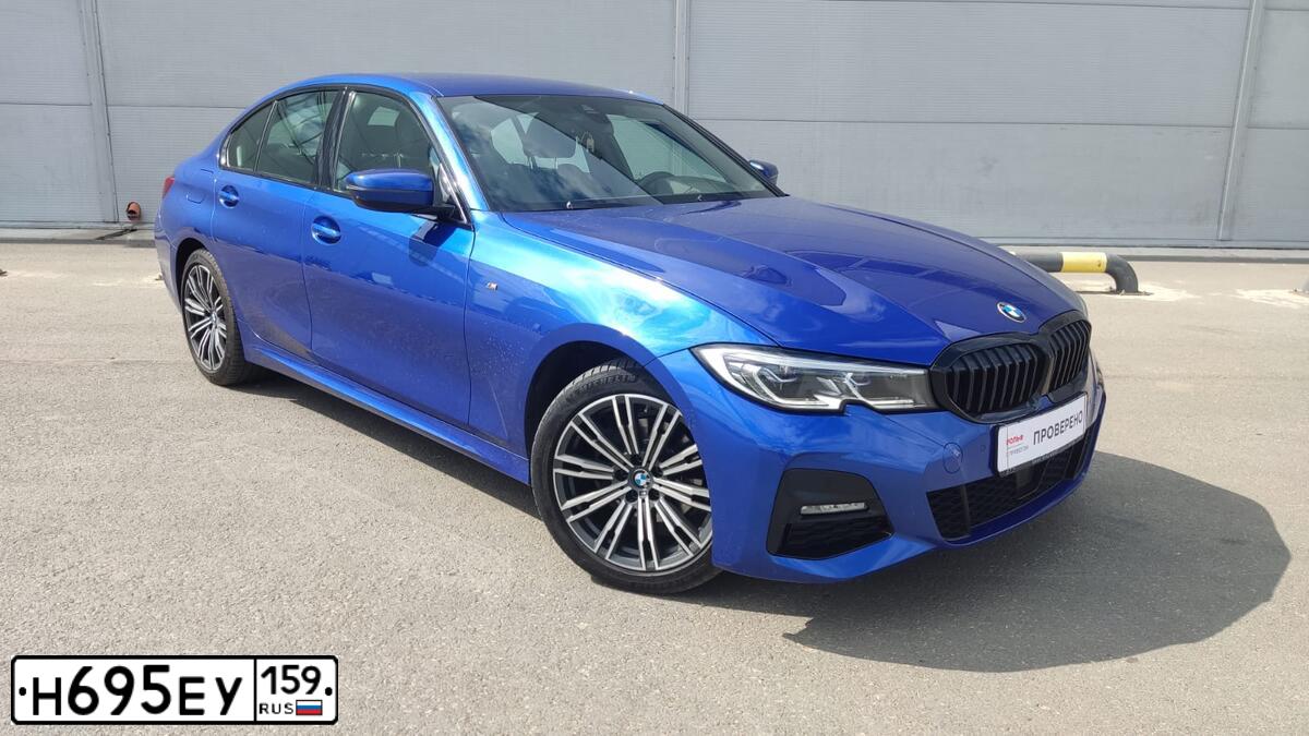 Фото автомобиля BMW SERIE 3, 2020 — госномер С147АС40. Цвет: Синий