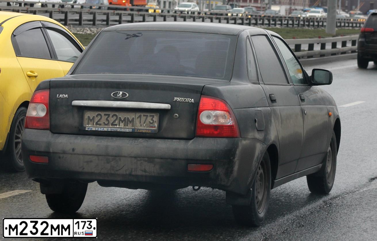 Фото автомобиля LADA 2170 PRIORA, 2011 — госномер М232ММ173. Цвет: Сине-Черный