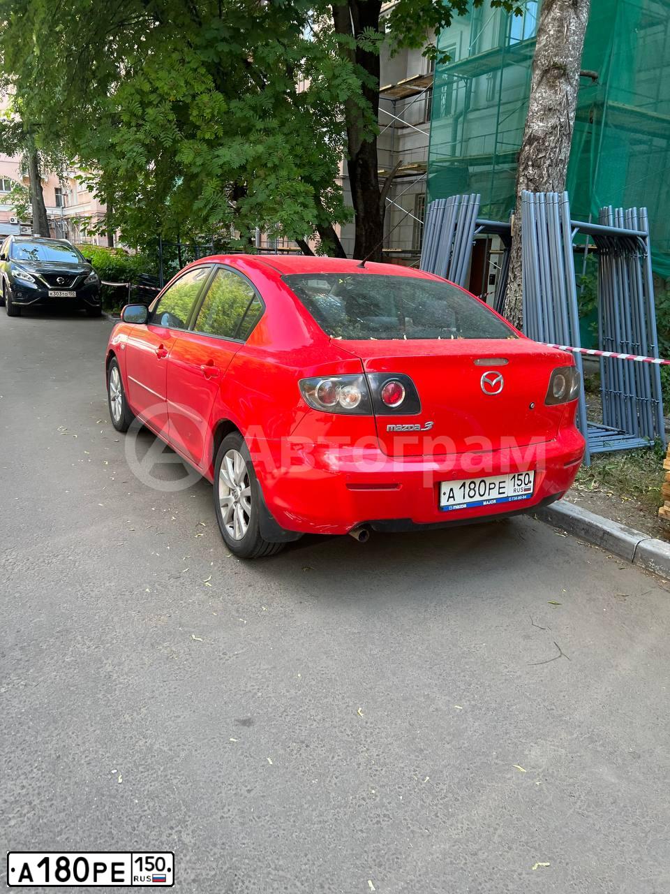 Фото автомобиля MAZDA 3, 2007 — госномер А180РЕ150. Цвет: КРАСНЫЙ