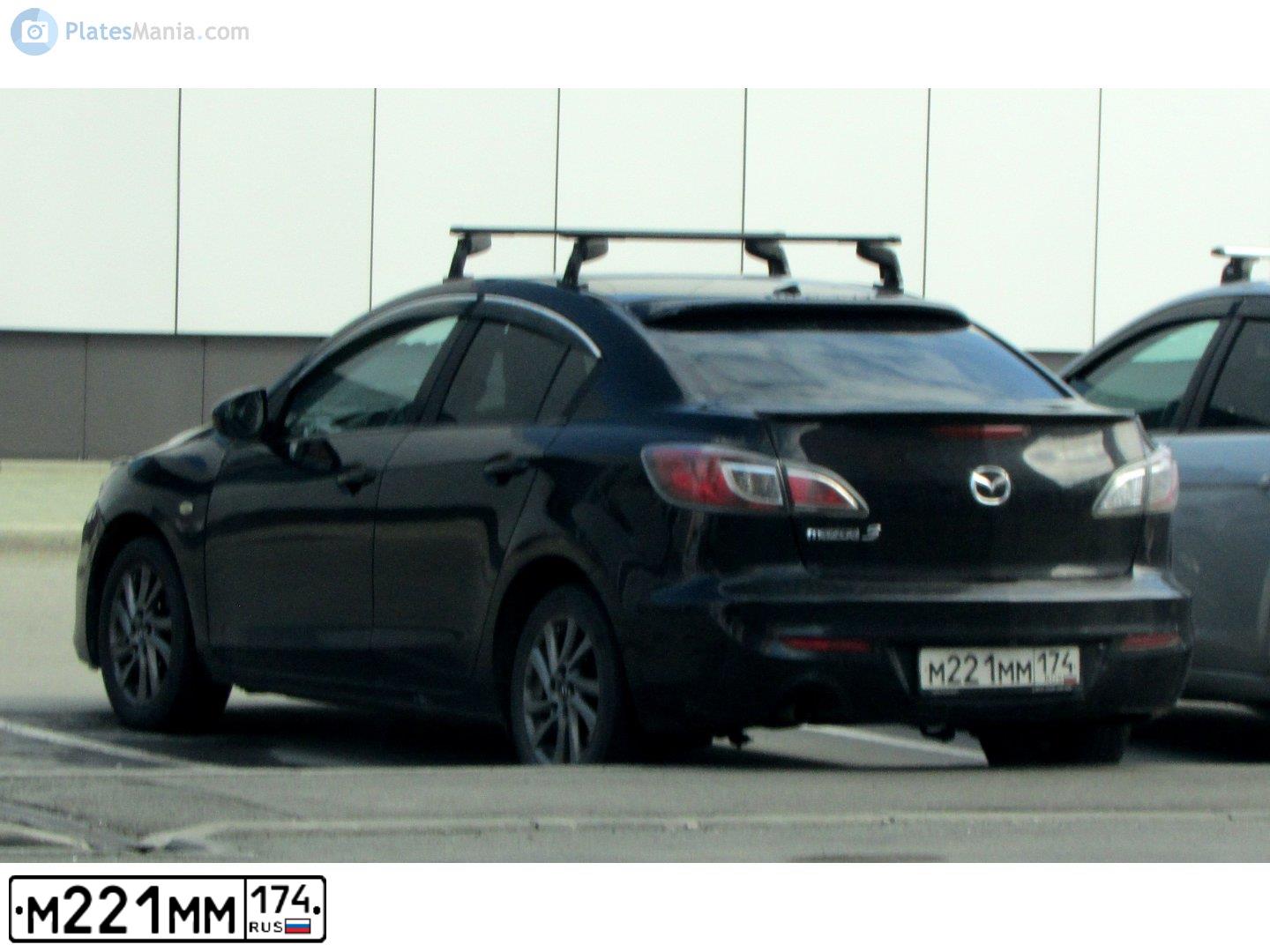 Фото автомобиля MAZDA 3, 2012 — госномер М221ММ174. Цвет: ЧЕРНЫЙ